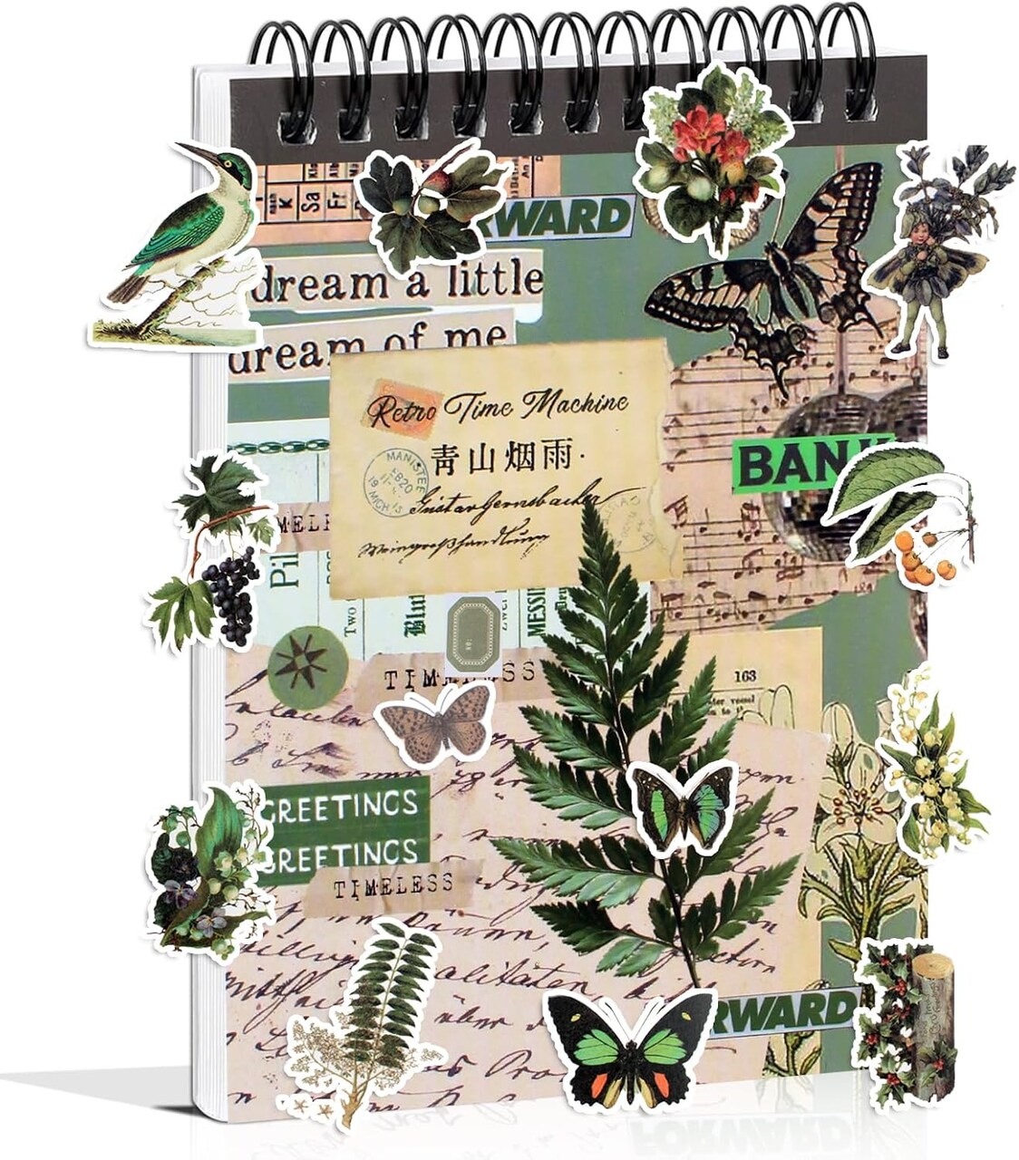 488PCS Vintage Scrapbook Stickers (Green Mountains) 4.1 x 5.7 x 0.2 inches